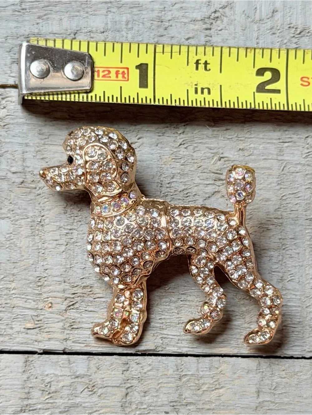 Poodle Brooch w/clear rhinestones